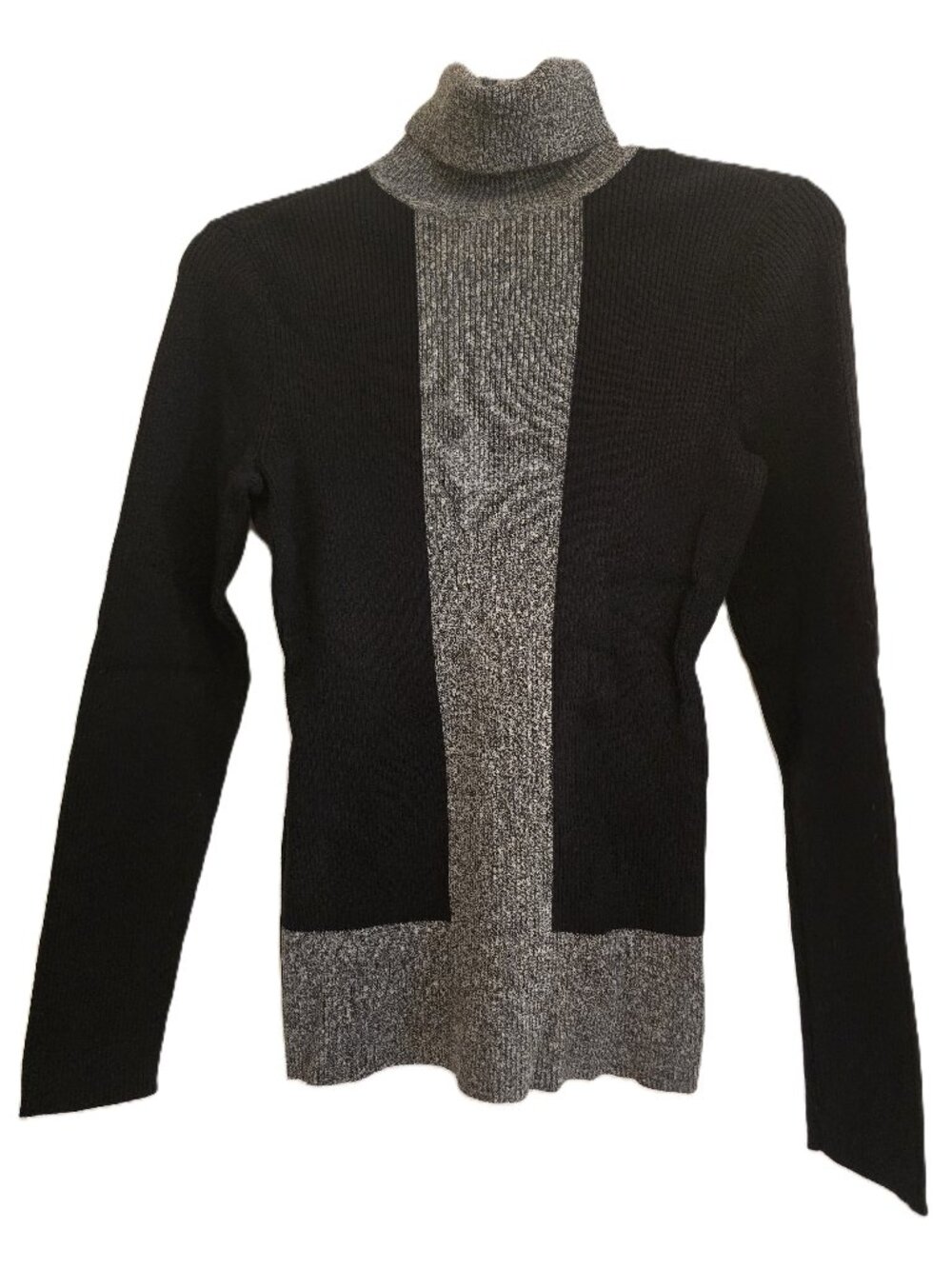 Style & Co. Petite Colorblock Ribbed Turtleneck Sweater Medium/Petite